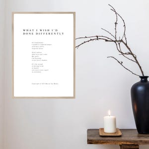 What I Wish I&#39;d Done Differently | Soulful Printable Poem to Heal | Comfort Reflection for Loss of Loved One Widow | Funeral Memorial Eulogy