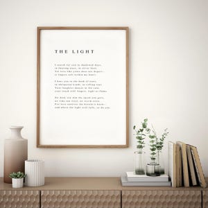Le poème léger du deuil | Décoration murale 8 x 10 Art réconfortant de deuil | Impression du souvenir de la guérison | Cadeau de deuil | Citation inspirante sur la perte d'espoir