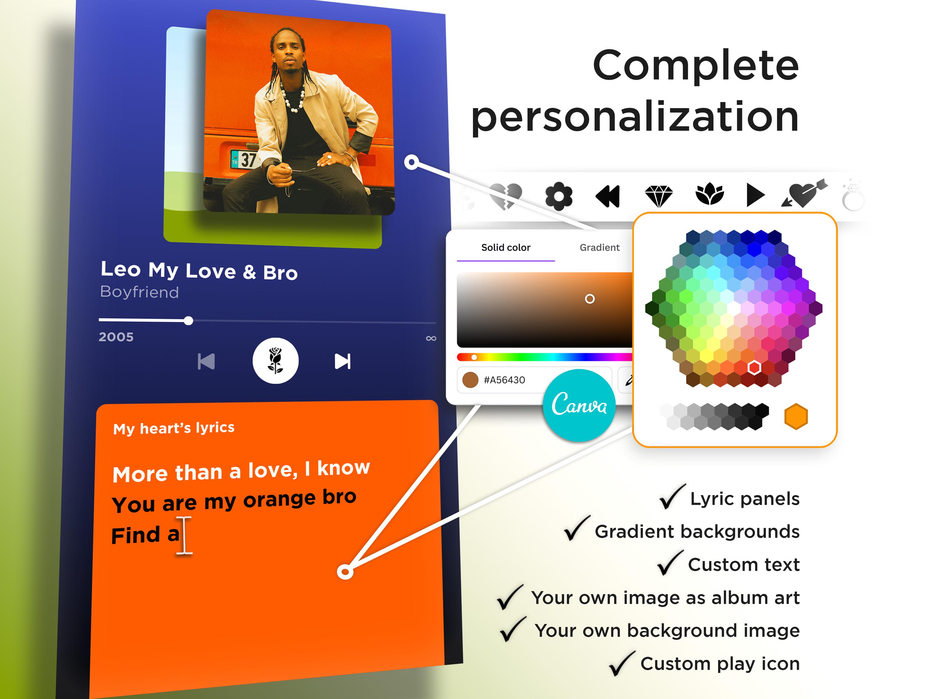 Spotify Style Lyrics Template | Editable Digital Poster | Custom Song ...