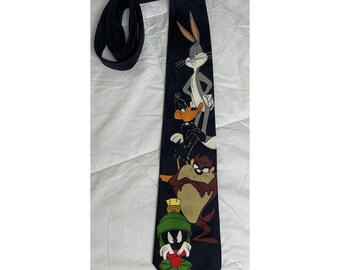 Corbata de cuello para hombre Vintage 1995 Looney Tunes Mania Taz Marvin Pato Lucas Bugs Bunny