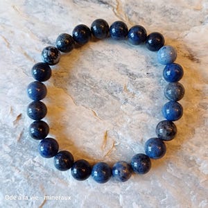 Dumortierite bracelet, 8 mm beads, natural stone, men&#39;s bracelet, women&#39;s bracelet, unisex bracelet, lithotherapy, handmade.