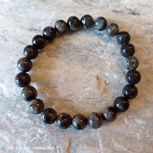 Larvikite bracelet, 8 mm beads, natural stone, men&#39;s bracelet, women&#39;s bracelet, unisex bracelet, lithotherapy, anchoring, protection