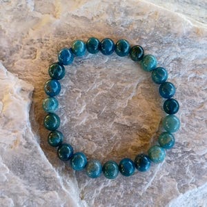 Blue Apatite bracelet, natural stone, men&#39;s bracelet, women&#39;s bracelet, unisex bracelet, lithotherapy, made in France.