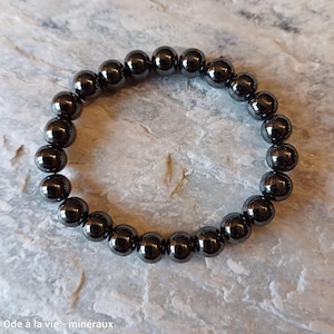 Hematite bracelet, 6 or 8 mm beads, quality natural stone, men&#39;s bracelet, women&#39;s bracelet, lithotherapy, handmade.