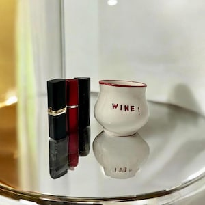 Handmade Ceramic Wine Cup: Red Rim Pottery Mug, Handleless Tumbler