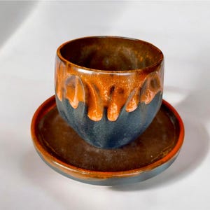 Japanese Style Black Stoneware Mug, Stoneware Mug Set, Rustic Ceramic Coffee Mug, Brown Drip Glaze, Matte Pottery, Unique Coffee Lover Gifts
