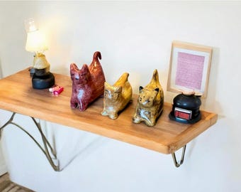 Handmade Ceramic Cat Figurine: Pottery Shelf Decor - Cat Lovers Gift