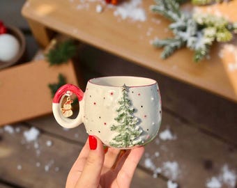 Taza de Café de Navidad de Cristal con Patrón 3D de Árbol y Muñecos de Nieve - Apta para Microondas y Lavavajillas - Decoración Navideña Taza de Café de Navidad de Cristal con Patrón 3D de Árbol y Muñecos de Nieve - Apta para Microondas y Lavavajillas - Decoración Navideña