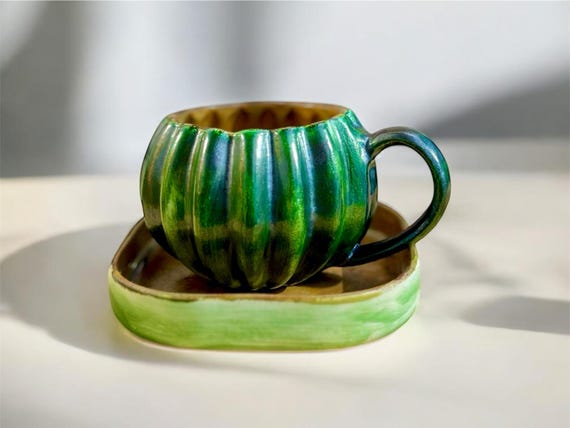 Handmade Pumpkin Coffee Mug Set: Fall Ceramic Kitchen Decor