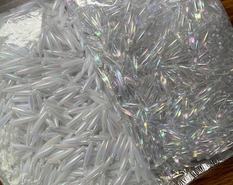 Bulk Hmong Beads - Clear AB / White AB  Arrowhead tube Beads – Small Bag, 250g, or 500g bulk | Hmong Beads for DIY, Hmong outfit & crafts