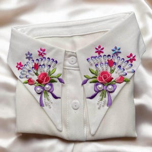 Hmong Collar Purple / Pink Faux Tsho Dawb Cog Ci Beaded U-Shaped Bib Collar | Wear Under Hmong Clothes | Hmong Gift Accessory | Free Size