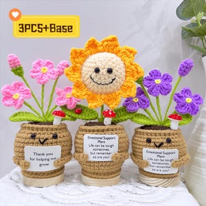 かわいいギフト ハンドメイド かぎ針編み 忘れな草/ひまわりの植物、感情サポート ひまわり/植物、感謝のギフト、彼女へのギフト、卒業ギフト