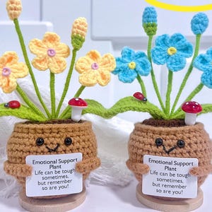 Handmade Crochet Sunflower/Forget Me Not Potted Plant,Emotional Support Crochet, Thank You ,Thank You Gifts,Birthday gift