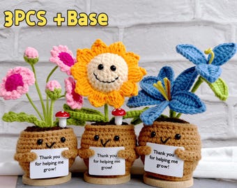 Handmade Crochet Sunflower/Rose/Daisy,Thank You For Helping Me Grow,Desk Decoration,Home Decor,Customizable,Birthday GiftBack To School,