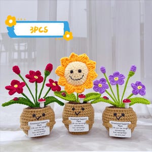 Crochet Sunflower/Forget Me Not, Emotional Support Plant, Crochet Plant, Emotional Support Crochet,Artwork Gift For Her,Healing Gift