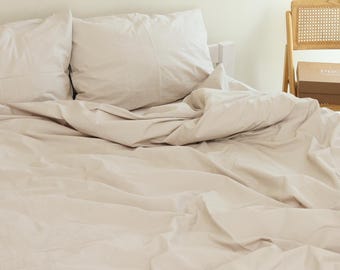 Linen Washed Cotton Bedding Set: Duvet Cover, Pillowcases, Sheet - Custom Size