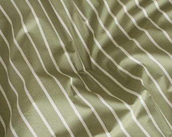 Green Striped Bedding Set, Organic Cotton 4 Pieces: duvet cover, sheet, pillowcases