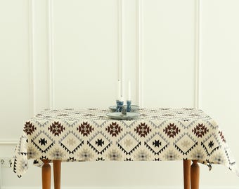 Oilcloth Tablecloth: Oval or Square Table Cover for Kitchen Decor