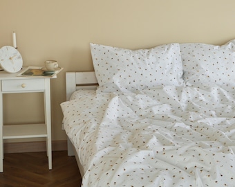 Floral Cotton Bedding Set: 4-Piece Ranfors Natural Fabric