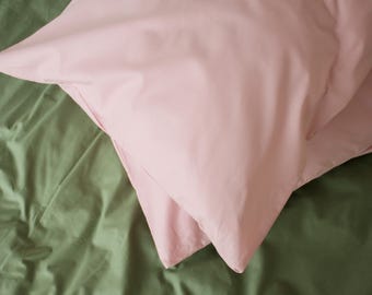 Pink & Green Bedding: Organic Cotton,  Sheet, Duvet Cover and 2 Pillowcases