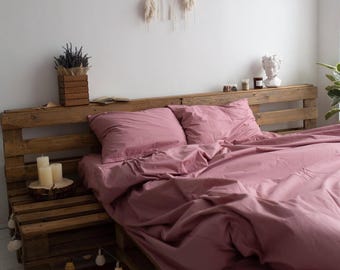 Pink Cotton Bedding Set: 4-Piece King Size