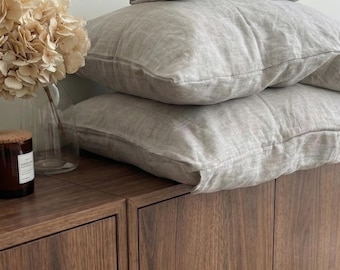 Set completo da letto in lino naturale color pietra: biancheria da letto in lino biologico, tutte le misure, 4 pezzi