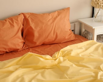 Lemon Yellow Mix Set - 100% Organic Cotton - 4-Piece Queen Size