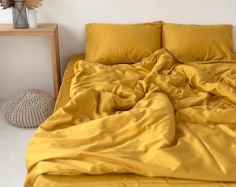 Bedding Set Full: Gold Bed Set, Satin Fabric