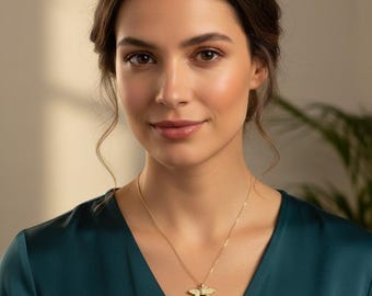 Collar de abeja chapado en oro – Colgante de abeja de plata de ley