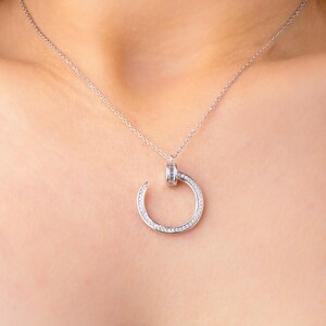 Bent Nail Necklace–925 Sterling Silver and Gold Color Handmade Pendant,Unique Chic Jewelry Gift for Her,Unique Necklace for Mother’s Day