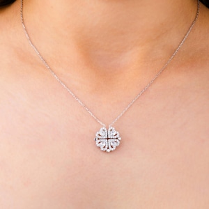 Sterling Silver Clover Heart Necklace: Lucky Charm Pendant