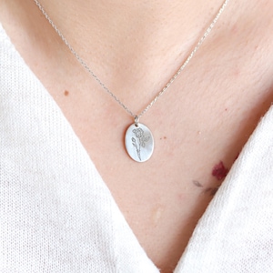 Rose Necklace, Gold and Sterling Silver Color Engraved Flower Charm, Handmade Floral Jewelry, Minimalist Gift for Women, Mother’s Day Gift