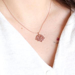 Rose Gold Lotus Flower Necklace: Sterling Silver Yoga Pendant