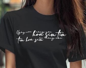 Camiseta unisex de algodón suave con caligrafía vietnamita, camisetas para parejas, regalos de Vietnam, regalos asiático-americanos, regalo de Navidad