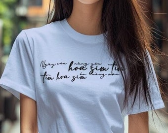 Caligrafía vietnamita. Camiseta unisex de algodón suave, ideal para parejas, regalos de Vietnam, regalos para asiático-americanos o regalos de Navidad.