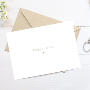 Geburtstagskarte "happy birthday" minimalistisch I Postkarte A6 gold herz | moderne Glückwunschkarte