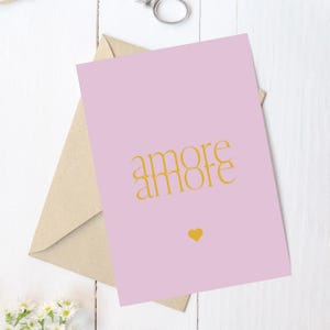 Karte zur Hochzeit I Karte Liebe I Postkarte amore amore rosa mit Herz I Geburtstagskarte more amore por favore Hochzeitskarte