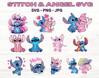 Stitch and Angel SVG ,Stitch SVG ,Stitch Couple SVG ,Stitch Love svg ,Stitch With Angel Png ,Angel Svg ,Stitch and Angel Clipart ,Stitch Png