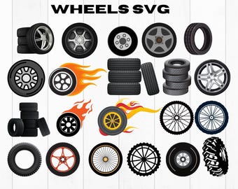 Wheels SVG Bundle, Tires svg, Tyres svg, Wheels dxf, Wheels png,Wheels vector, Wheels cut files, Wheels svg, Car wheel svg