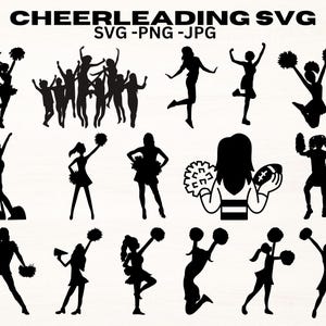 Cheerleading SVG, sylwetka cheerleaderek, megafon cheerleaderek SVG, cheerleaderka Svg, cheerleaderka Png, plik do cięcia cheerleaderek SVG