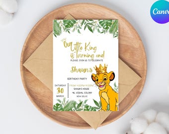 Lion King Digital Invitation |Zoo Party |Birthday Editable Invite | Lion King Birthday Invitation | Boy Lion King Invitation | Editable Card