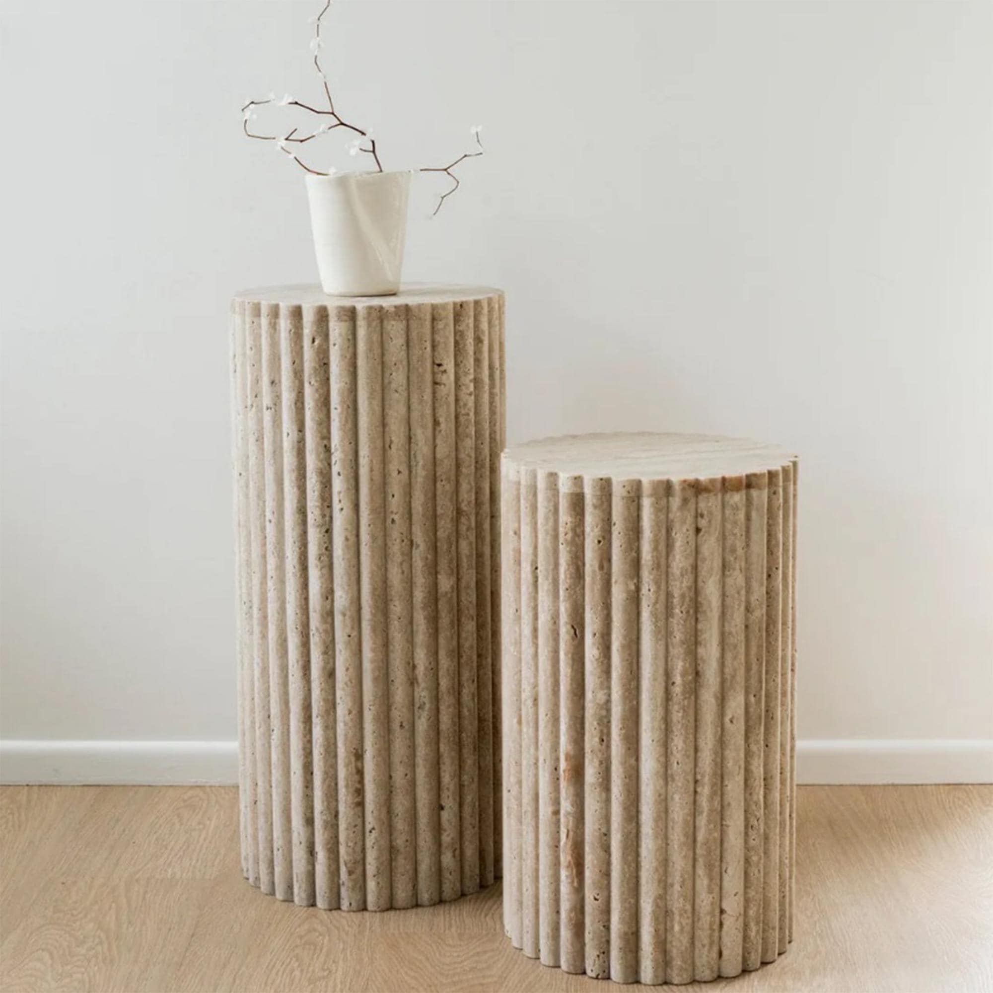 Pedestal de piedra de tamaño personalizado, mesa auxiliar de bloques, mesa auxiliar, pedestal de piedra natural estética