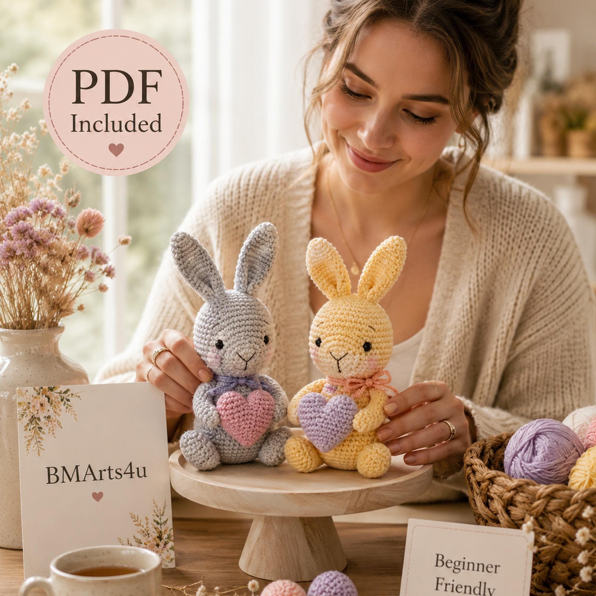 30 Beautiful Crochet Heart Patterns To Make With Love 33 Bunny Holding Heart Crochet Pattern