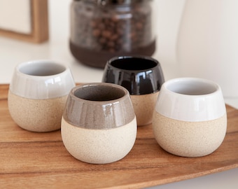Ceramic Espresso Cups, Set of 4: Modern Coffee Bar Decor, Macchiato Cups 4.5oz
