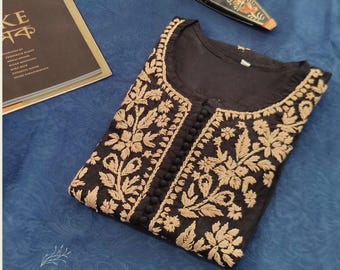 Flora Cotton Chikankari Kurti | Authentic Lucknowi Hand Embroidery