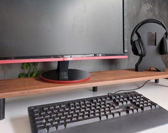 Monitor Stand - Wood Monitor Riser, Solid Wood Desk Shelf, Laptop & Speaker Stand, Stylish Desk Accessories,The Man Cave Gift,christmas gift