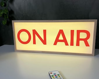 On Air Light Box Sign – Wooden Retro Studio Light – Podcast LED Sign – Recording Studio Decor – Wall Mounted or Desk Lamp–Gift for Podcaster