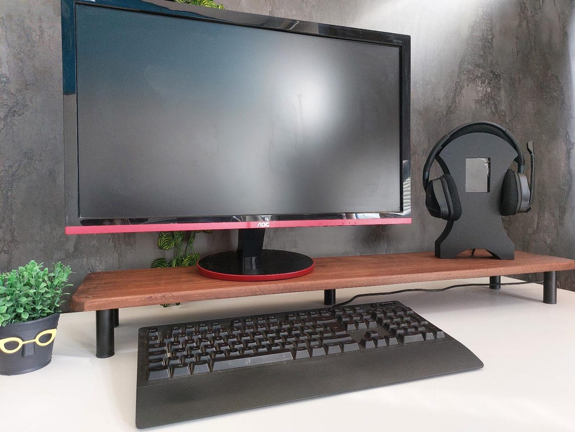 Monitor Stand - Wood Monitor Riser, Solid Wood Desk Shelf, Laptop ...