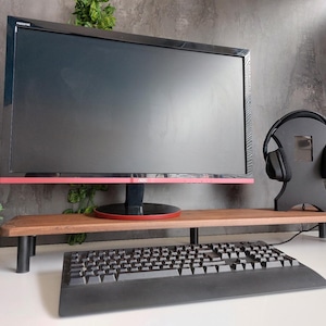 Monitor Stand - Wood Monitor Riser, Solid Wood Desk Shelf, Laptop & Speaker Stand, Stylish Desk Accessories,The Man Cave Gift,Computer Setup