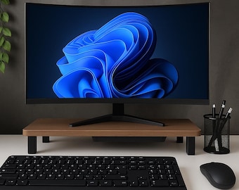 Dual Monitor Stand for Desk | Wooden Monitor Riser | Desk Shelf Monitor Stand with storage |  Home Office Desk Accessories | Gift For Him